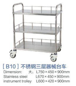 重庆[b10]不锈钢三层器械台车